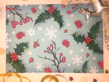 Загрузить изображение в средство просмотра галереи, Holly Christmas wrapping paper (A3, pack of 10)