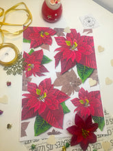 Загрузить изображение в средство просмотра галереи, Poinsettia Christmas wrapping paper (A3, pack of 10 sheets)
